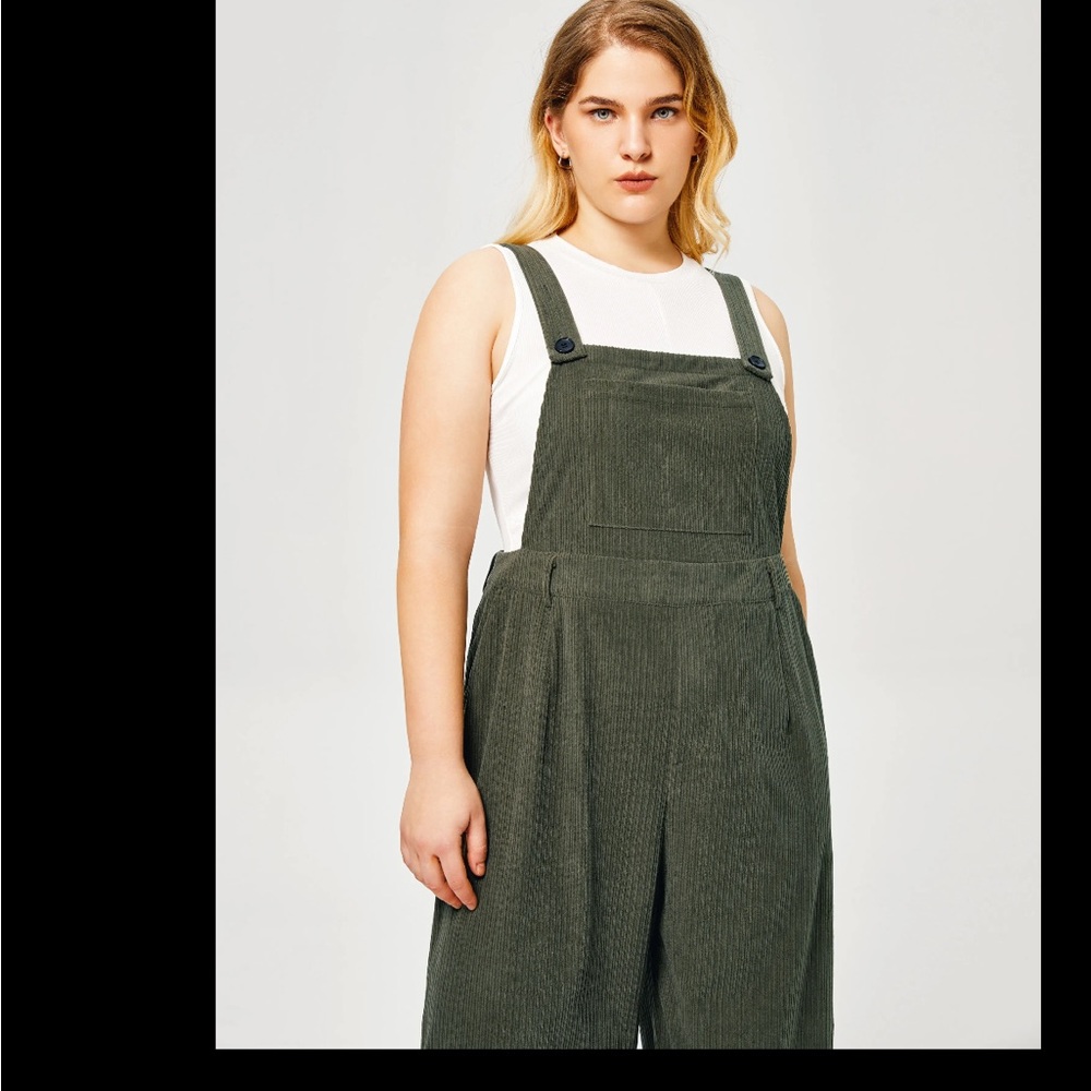 Cider Olive Green Corduroy Jumpsuit - Picture 3 of 13
